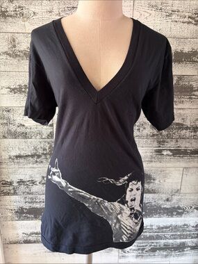 Young & Paid Brand Michael Jackson Black Short-Sleeve V-Neck Graphic Tee